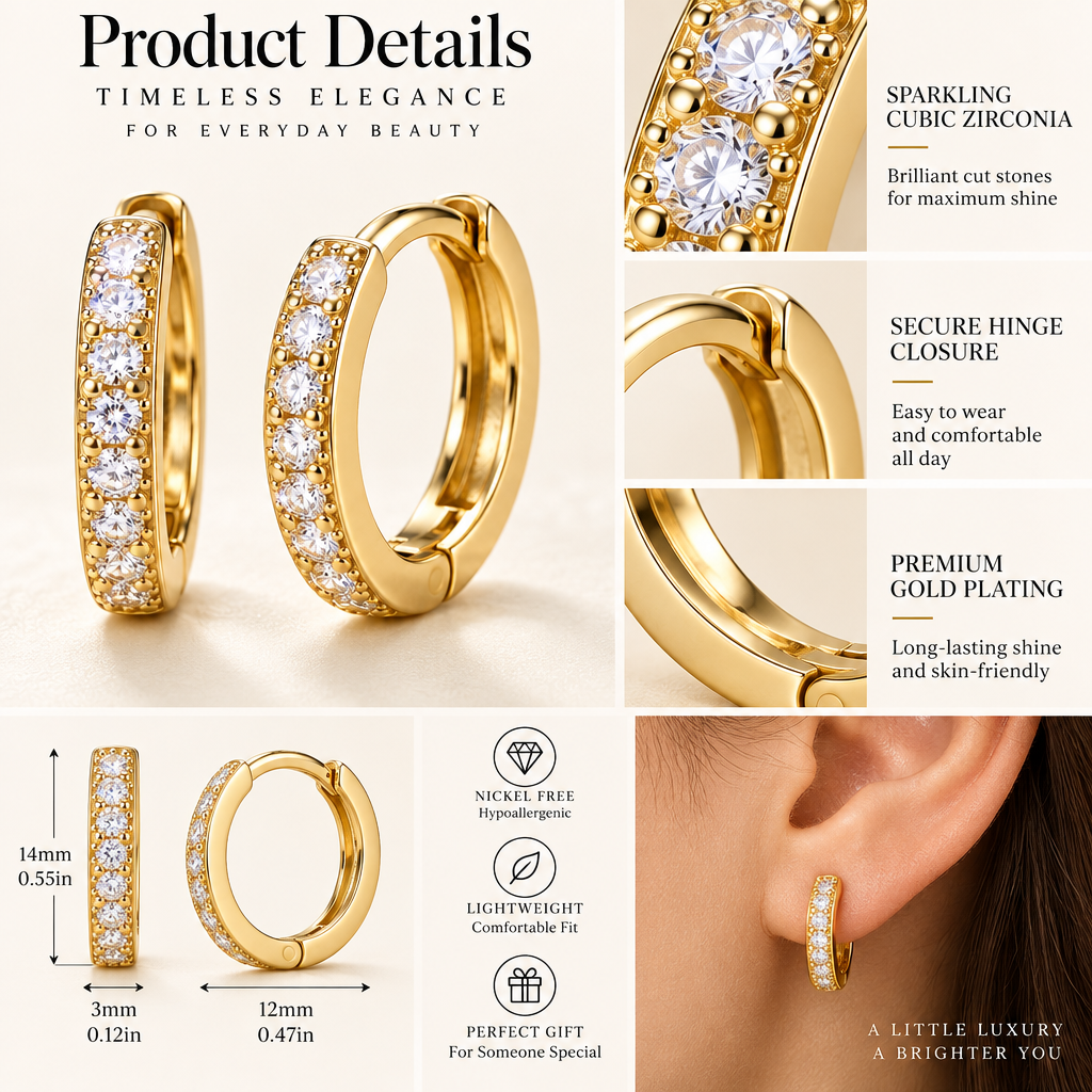 Varenmere™ Pavé Huggie Hoop Earrings