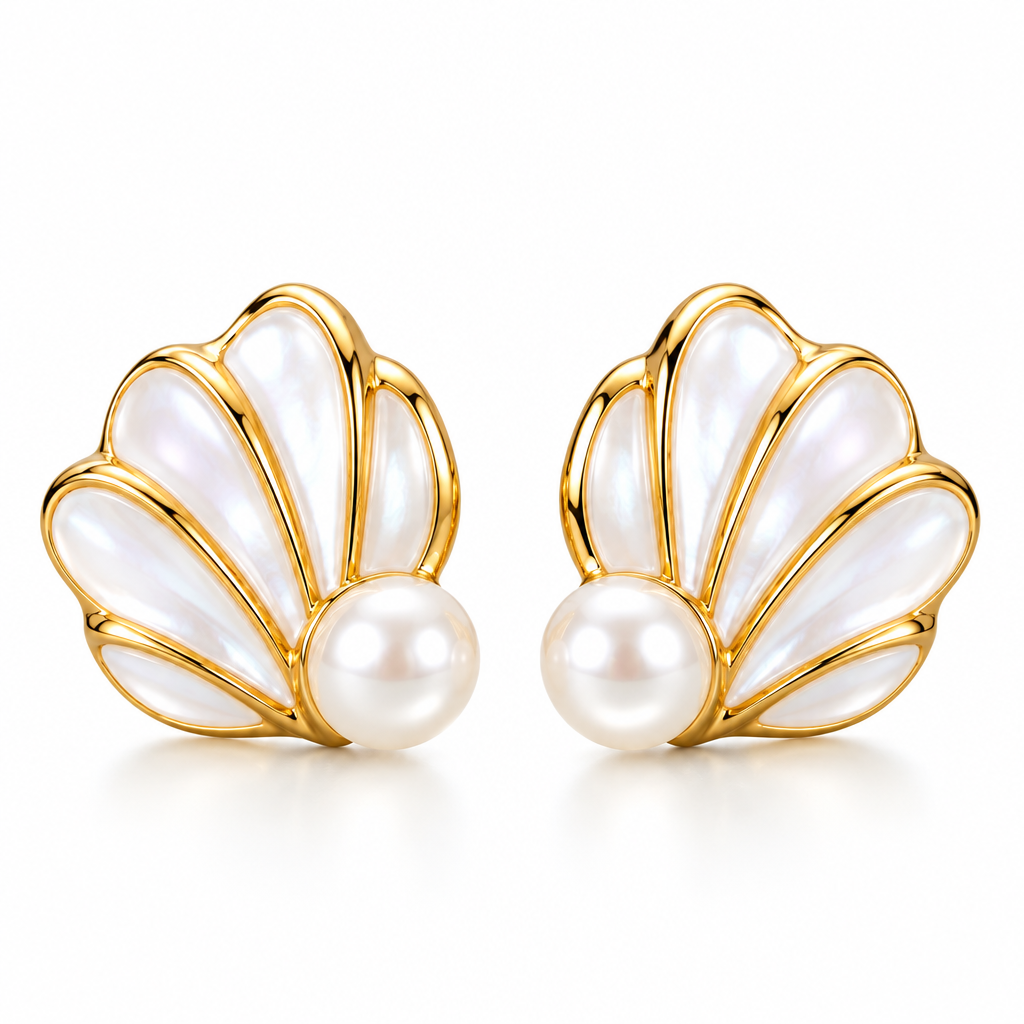 Varenmere™ Seashell Pearl Stud Earrings