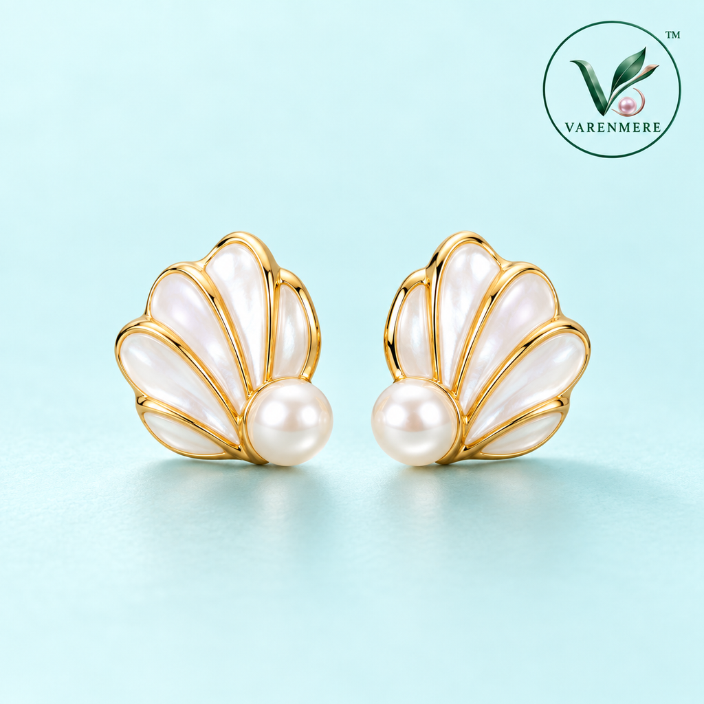Varenmere™ Seashell Pearl Stud Earrings