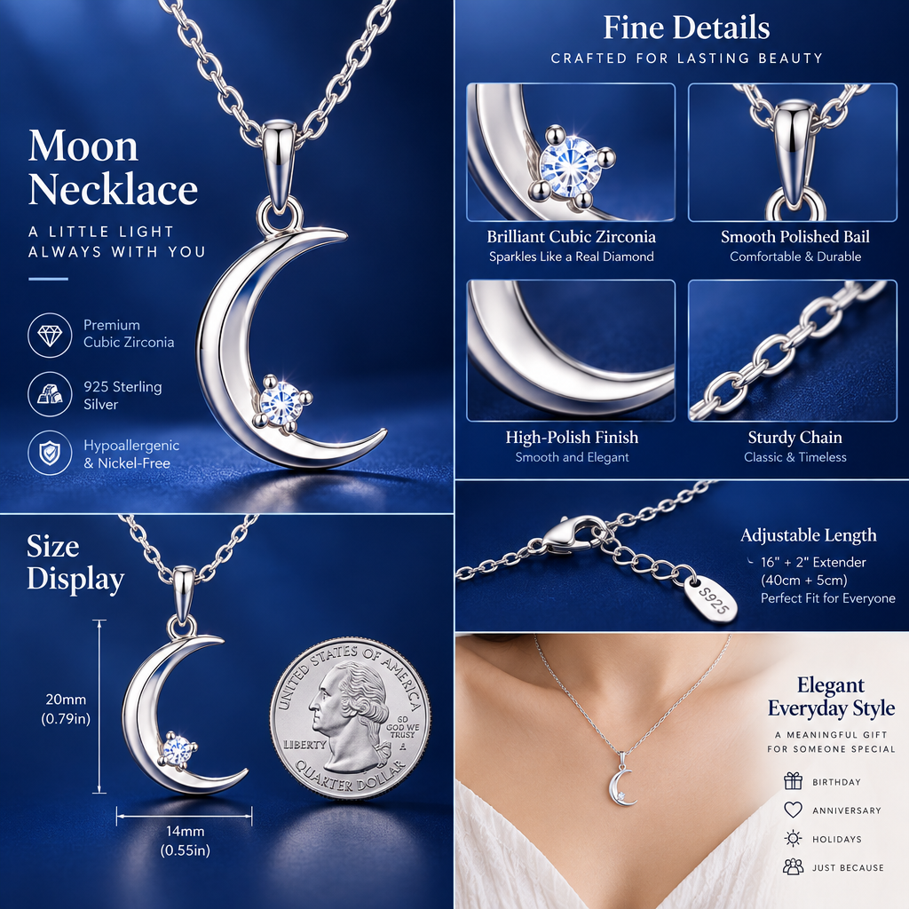 Varenmere™ Crescent Moon Crystal Necklace