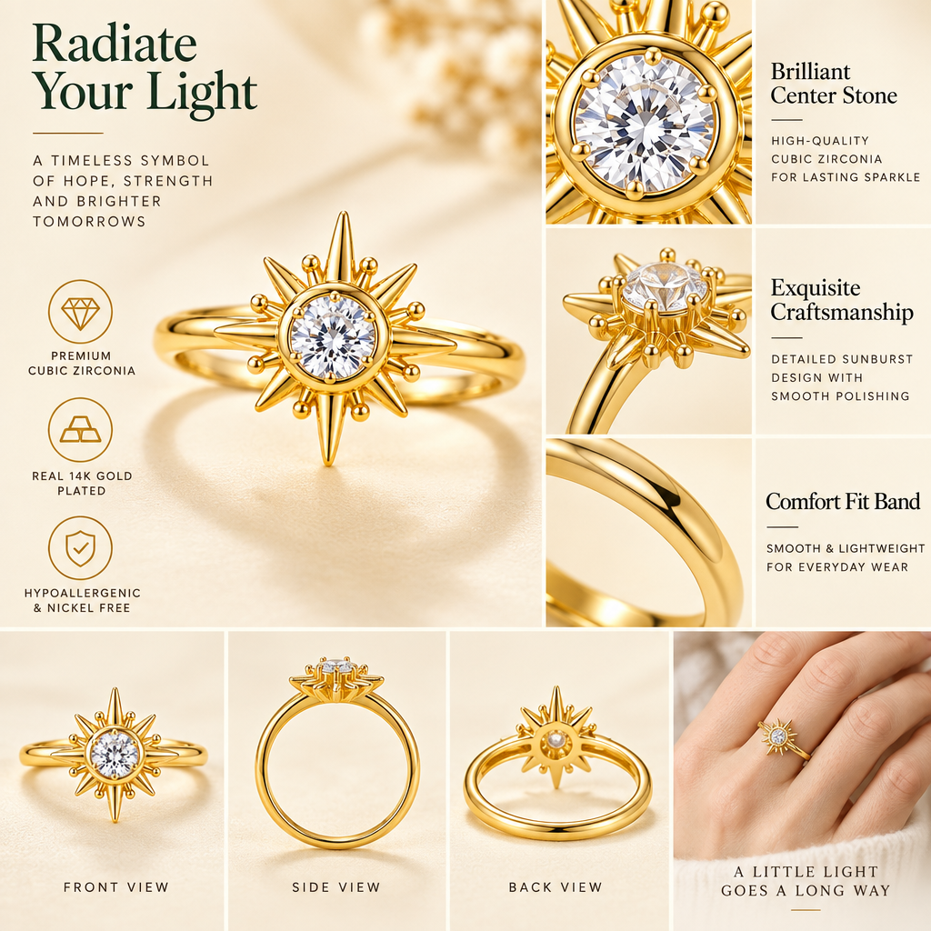 Varenmere™ Sunburst Crystal Statement Ring