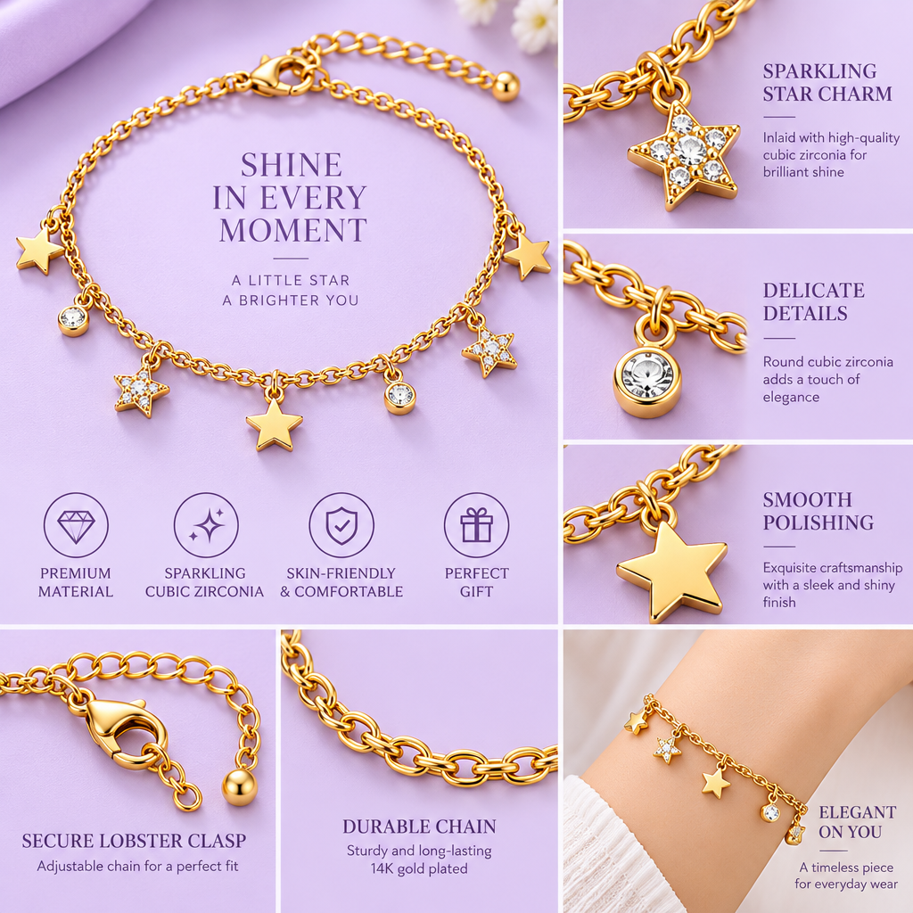 Varenmere™ Star Charm Chain Bracelet