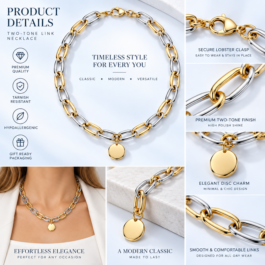 Varenmere™ Mixed-Metal Link Pendant Necklace