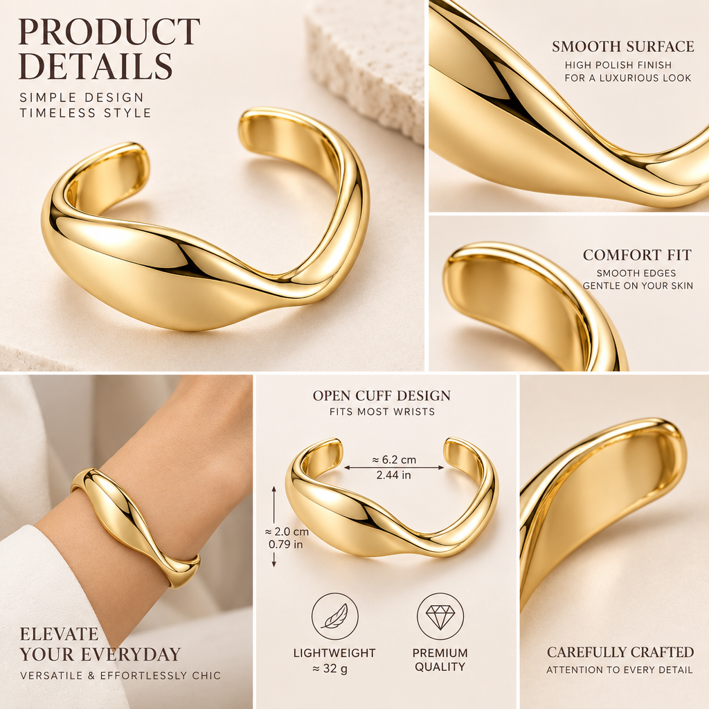 Varenmere™ Sculptural Open Cuff Bracelet