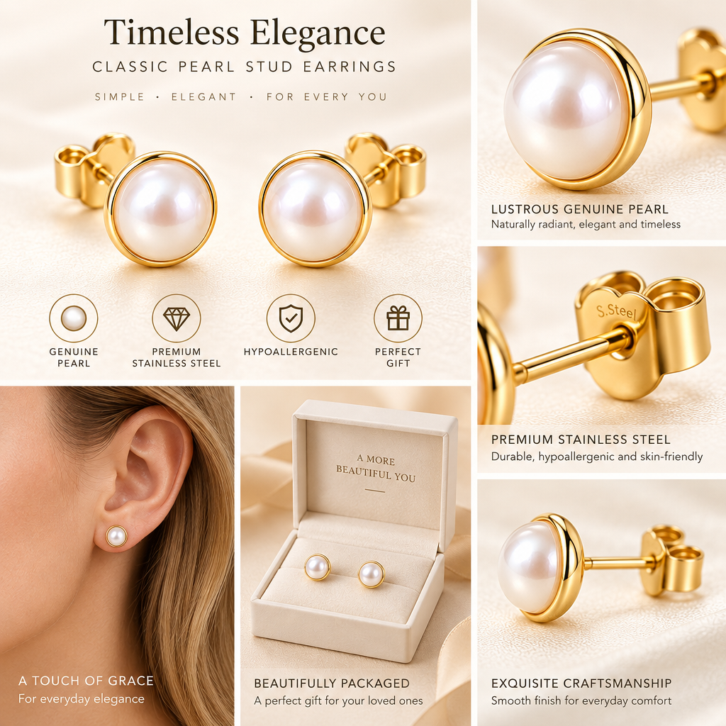 Varenmere™ Classic Pearl Stud Earrings