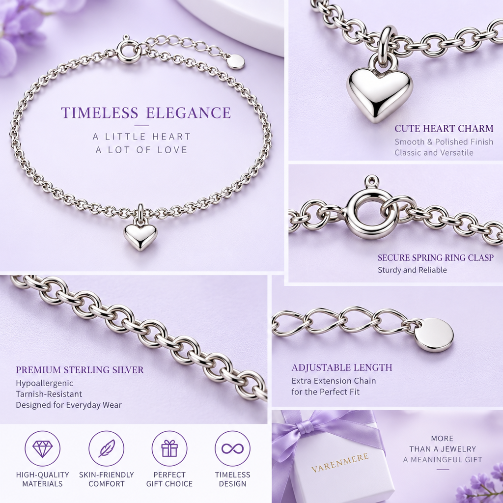 Varenmere™ Petite Heart Charm Bracelet